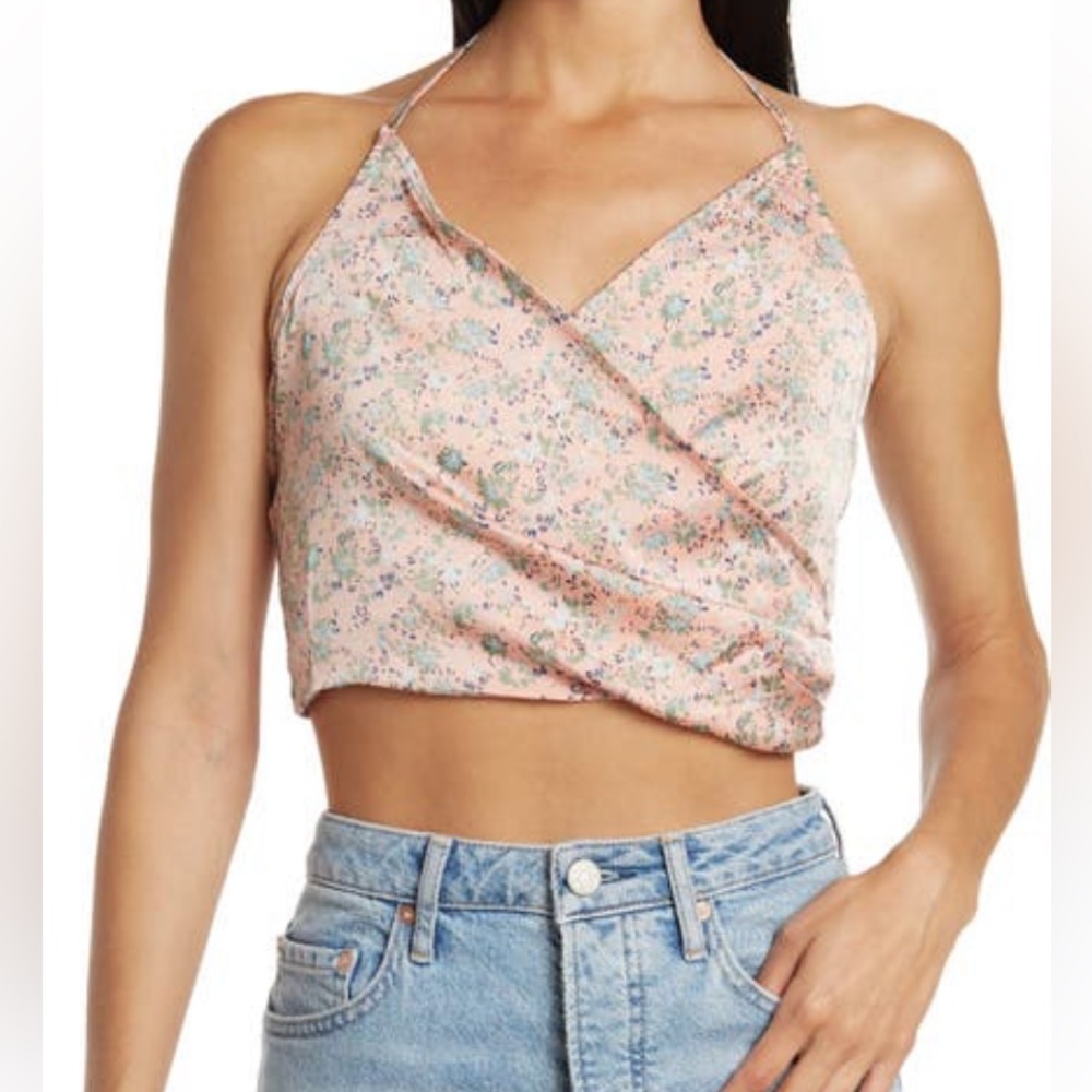 Know One Cares Satin Surplice Satin halter top size L